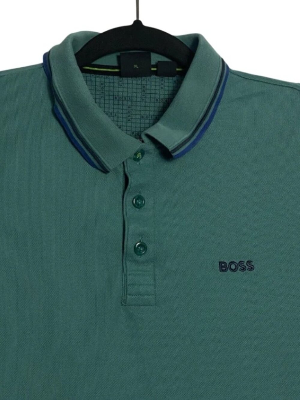 Hugo Boss Mens Teal Blue Green Short Sleeve Casual Polo Golf Shirt Size XL